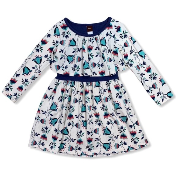 TEA COLLECTION Tulip Print Layered Top Dress Girls Size 8 - Picture 4 of 14